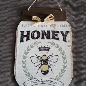 wood mason jar with honey designs